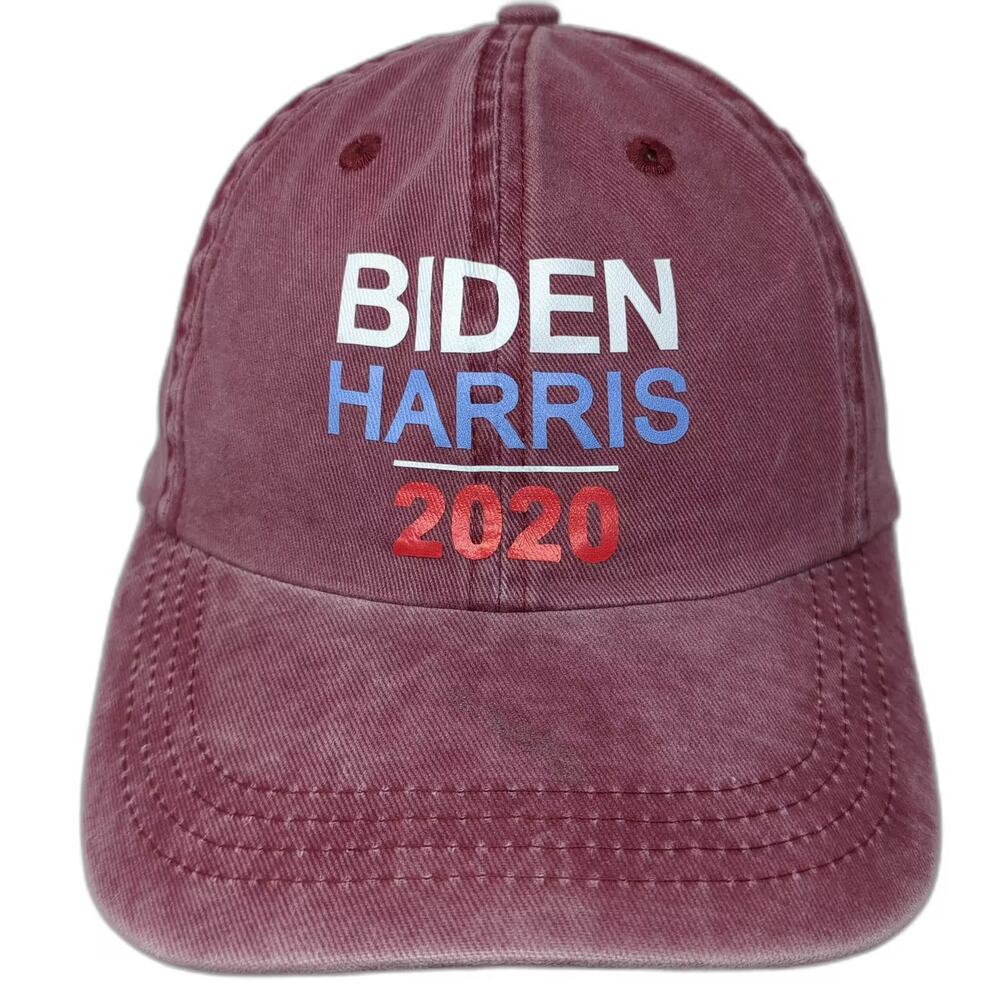 Three In Biden Harris 2020 Baseball Cap Red Slideback Hat OS Embroidered OSFM